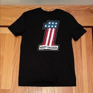 Harley-Davidson Black Tee with Patriotic Graphic